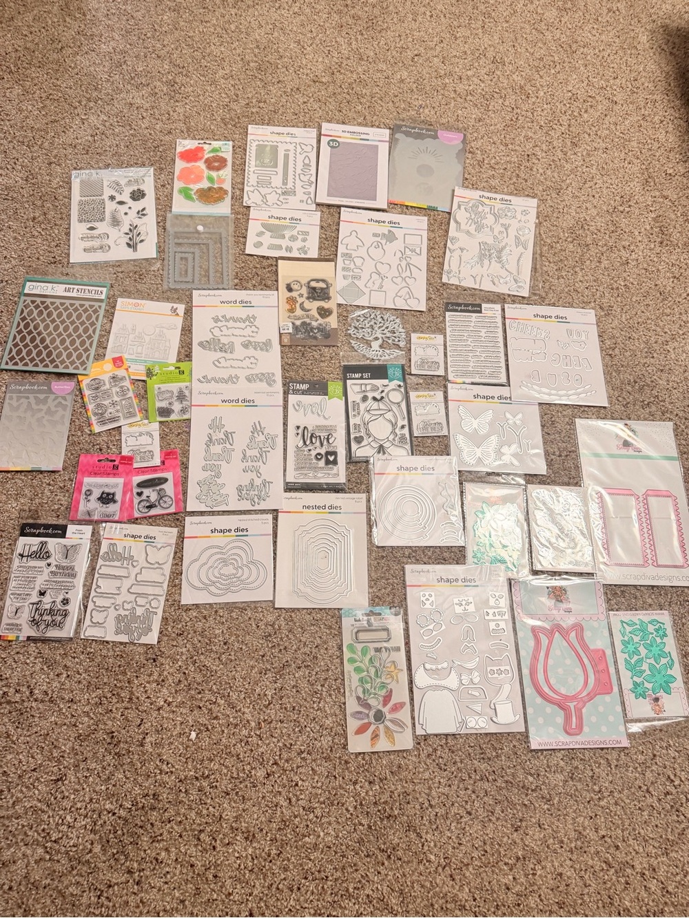 Assorted Craft Cutting Dies, Stamps, Stencils and Embossing Folder